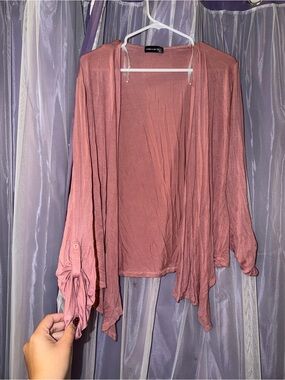 Open-Front Lightweight Jacket - Dusty Rose